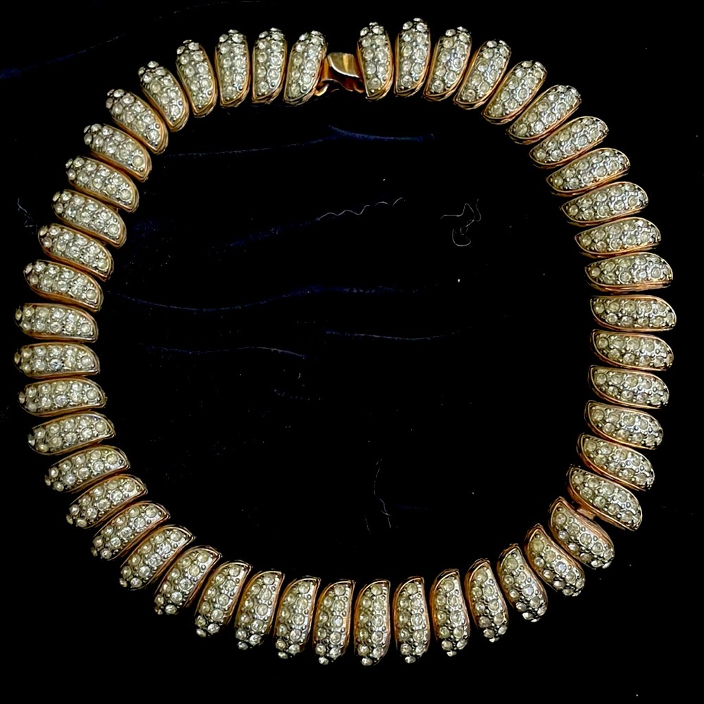 Costume gold and rhinestone necklace